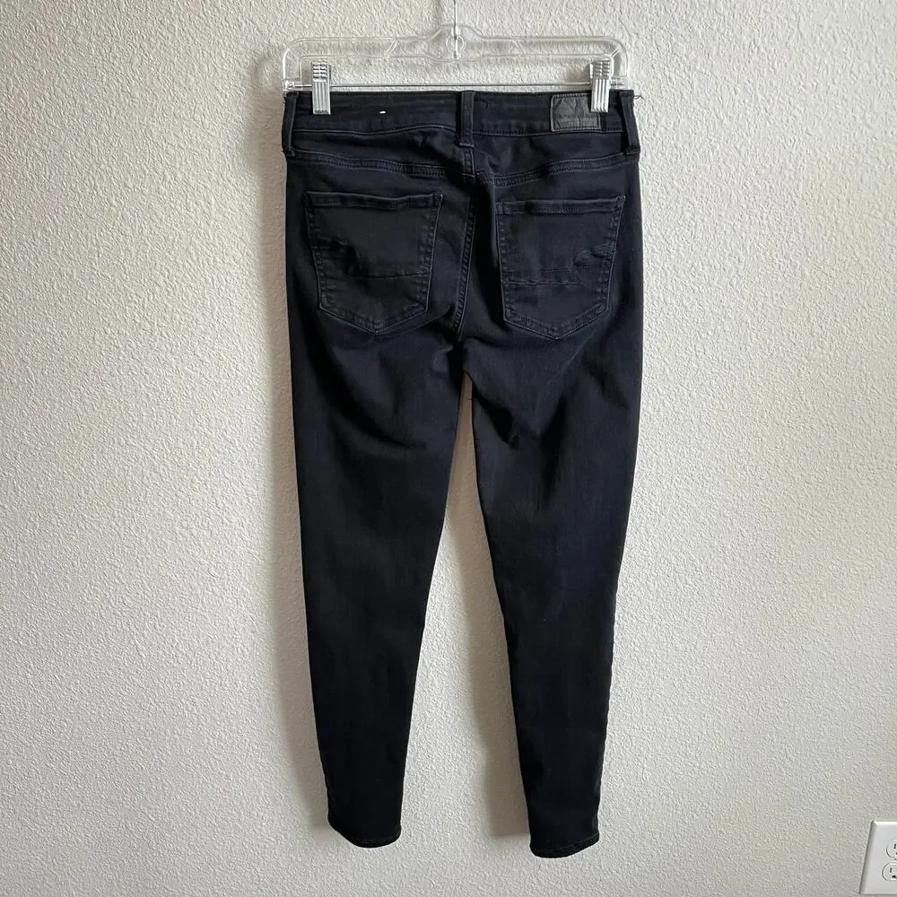 American Eagle Black Mid Rise Jegging Jeans Women's 4 Super Stretch Skinny